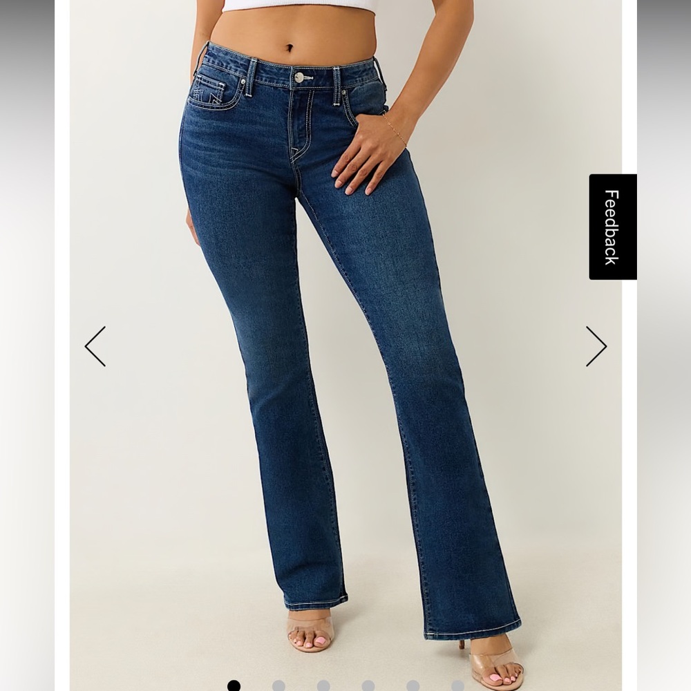 True Religion Becca Boot Cut Blue Jeans Sz 26 Rhinestone Details!